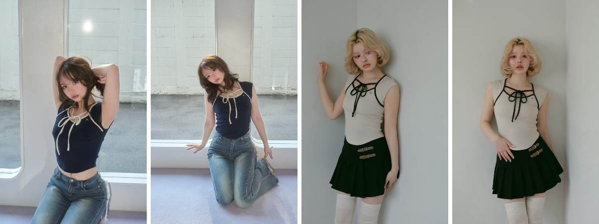 andmary в X: „Emma ribbon tops color ivory/navy ¥7700-tax in 配色