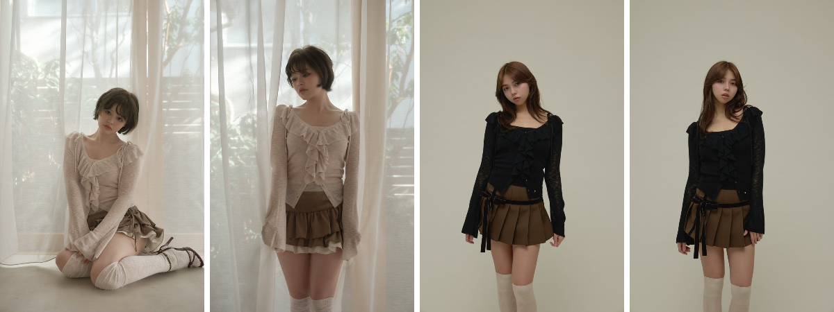 andmary pe X: „Fiona ruffle tops color pink/black ¥12,100-tax in