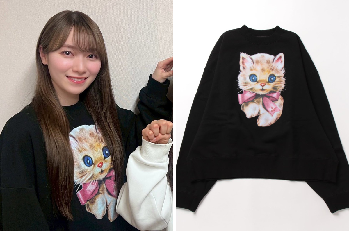 Vivienne ビビアン 猫 スウェット 00 櫻坂46守屋麗奈 ちゃん着用 pyon🪄︎︎アイドル私服衣装特定(乃木坂┊︎櫻坂┊︎日向坂 etc) en X