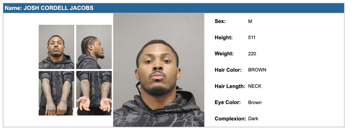 Josh Jacobs mugshot. - Community Post