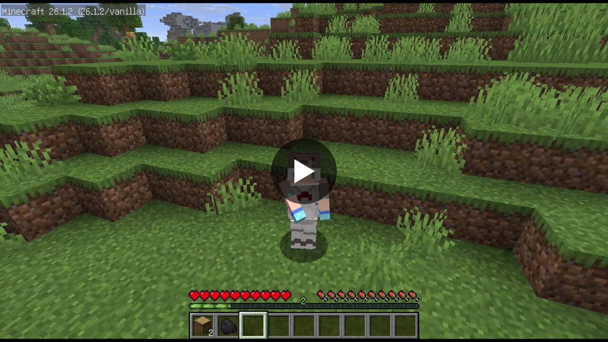 Video demonstration of moving freely with inventory screen open in Minecraft 26.1.2