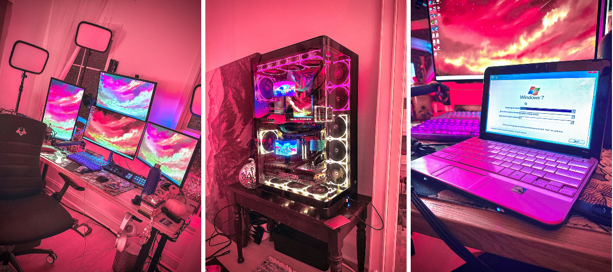 ⭐️ butters 🍜 on X: "tonight's view 💕💛 tiny pink laptop is finally ...