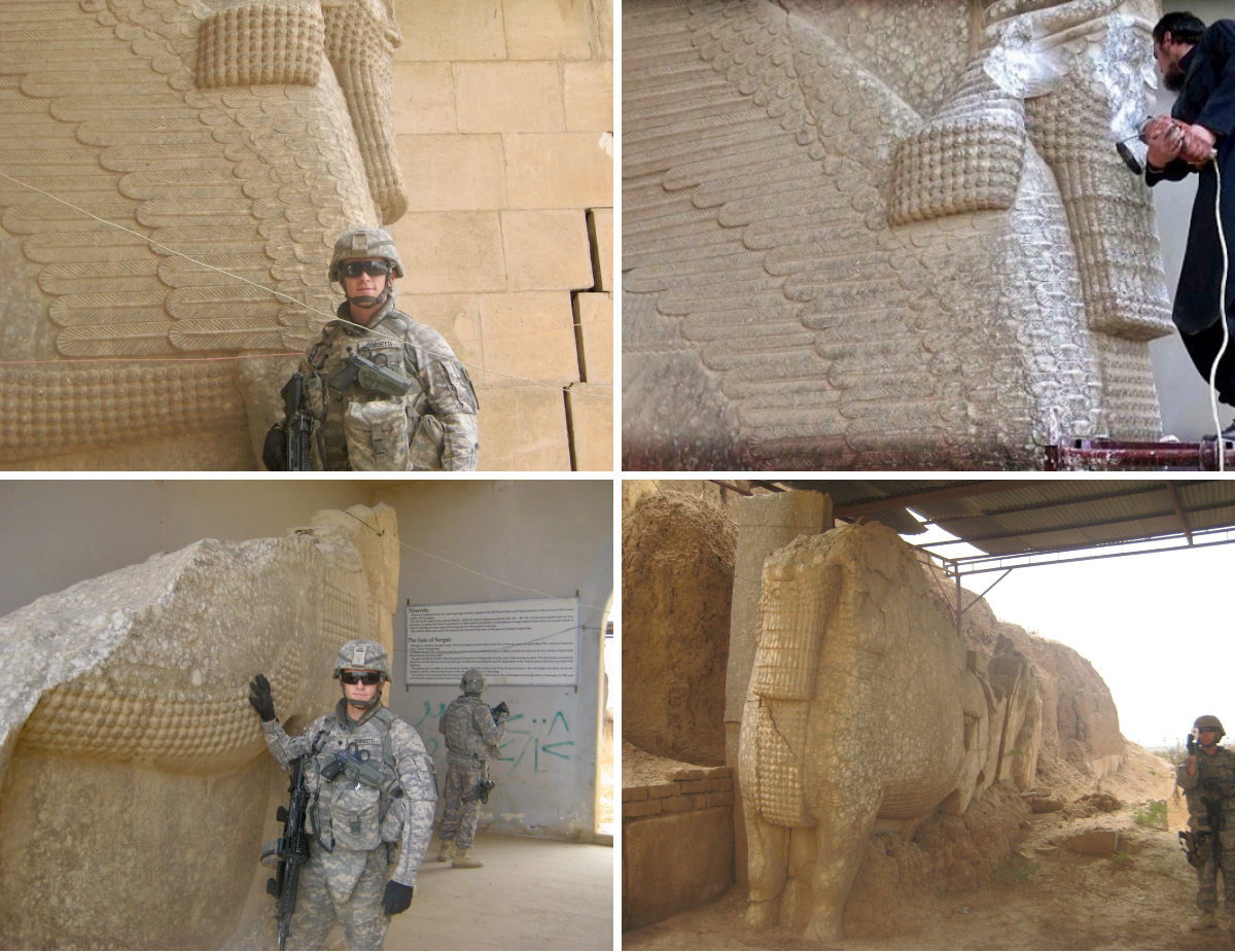 Jimmy Corsetti on X: "One of the most surreal moments of my life was turning on the TV and watching ISIS destroy the same ancient Assyrian ‘Lamassu’ Winged-Bulls I visited while on deployment to Mosul, Iraq in 2010 A crime against humanity 💯 Never forget, someone paid $$ to have them destroyed…" / X