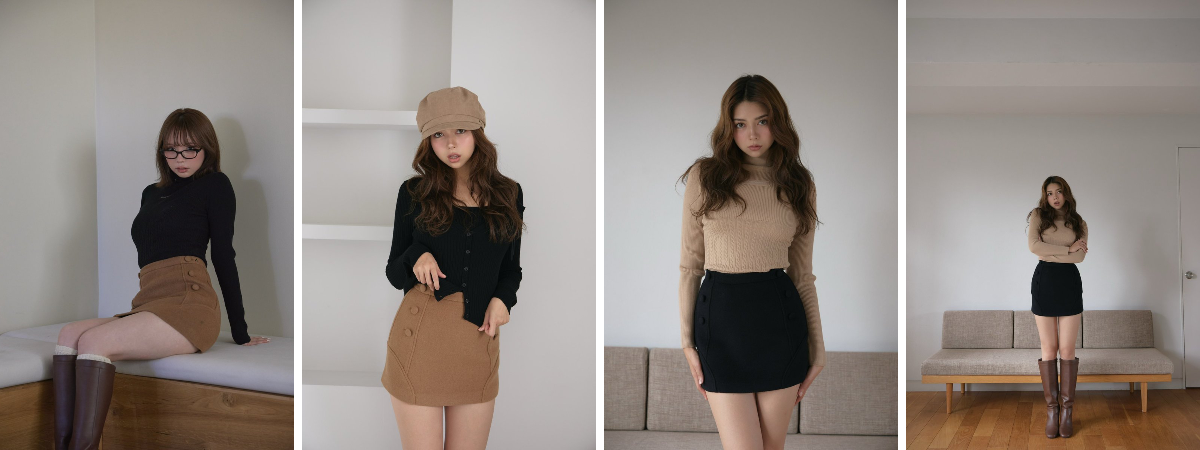 andmary в X: „Mel button skirt color brown/black ¥11,000-tax in