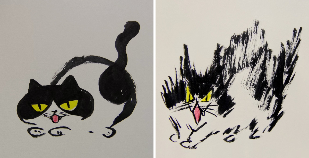 十筆斎 в X: „ネコも大好きなので、たまに描く。 可愛くは描けないが