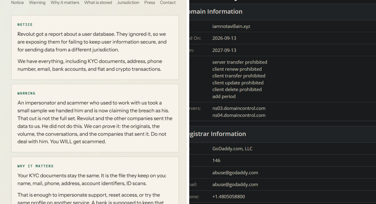 Dark Web Informer on X: "‼️ Revolut hacker is using the following ...