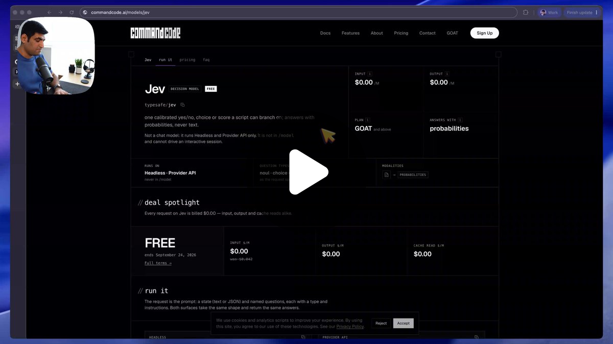 Ahmad Awais on X: "Launching Jev on Command Code for free today. Jev x ...