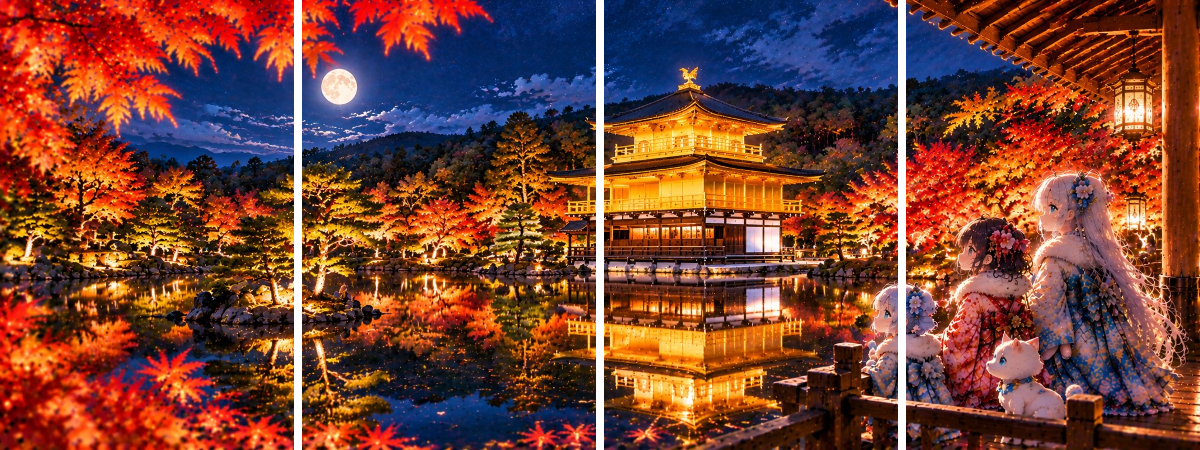 金閣寺 日本画 夜景 nicochi🎨AIイラスト on X: 