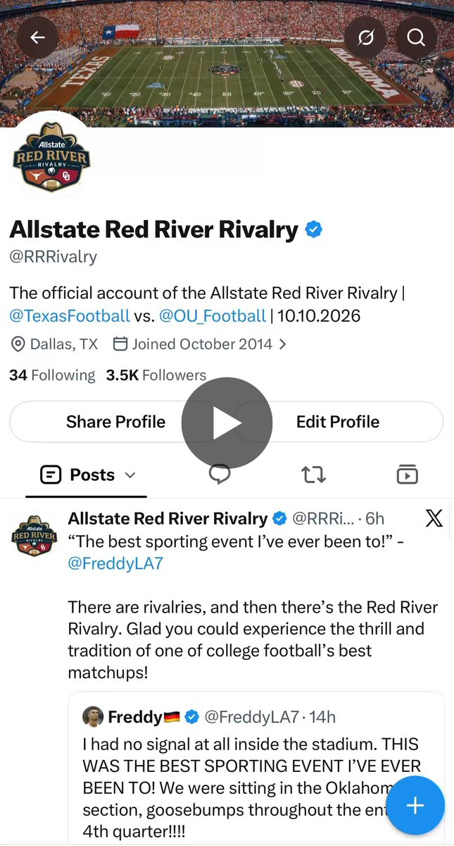 Allstate Red River Rivalry on X / X