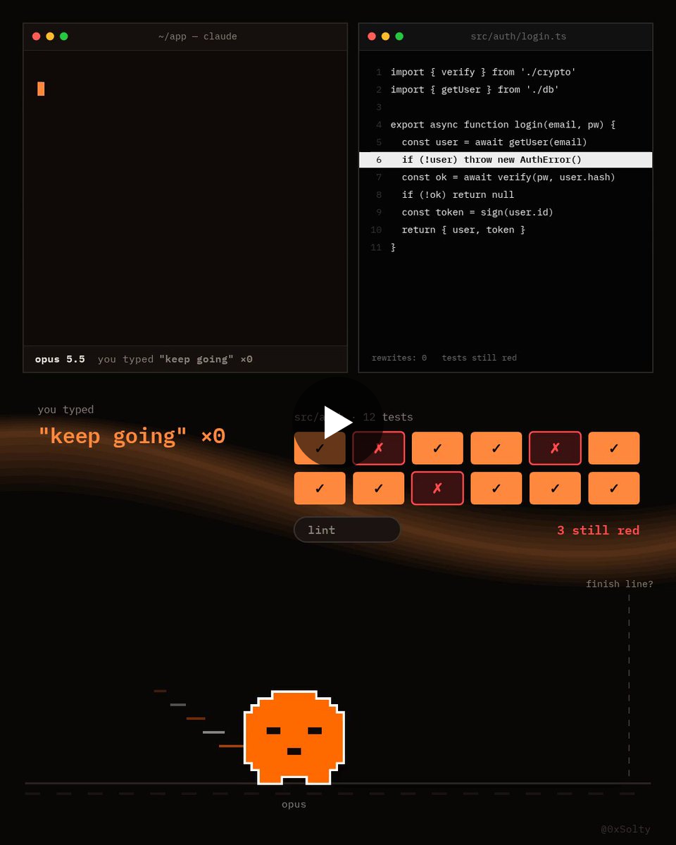 Solty on X: "Opus 5.5 doesn't know when your code is done. nobody tells ...