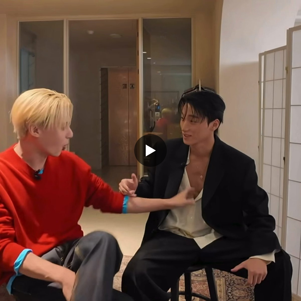 JWY safe place on X: "Wooyoung asked San why he came with his shirt so ...