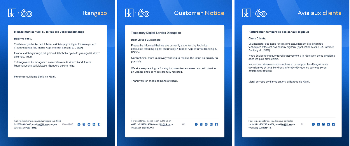 BK Support on X: "ITANGAZO RIGENEWE ABAKILIYA - NOTICE TO CUSTOMERS ...