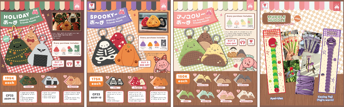 fey CF23 AG09-10 on X: "🎄🎃🍨Onigiri Pouch and Muddle Huddle Cable Tie 🪱" / X