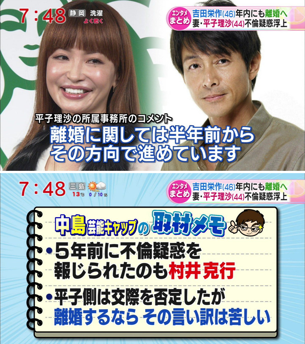 吉田 栄作 平子 理沙