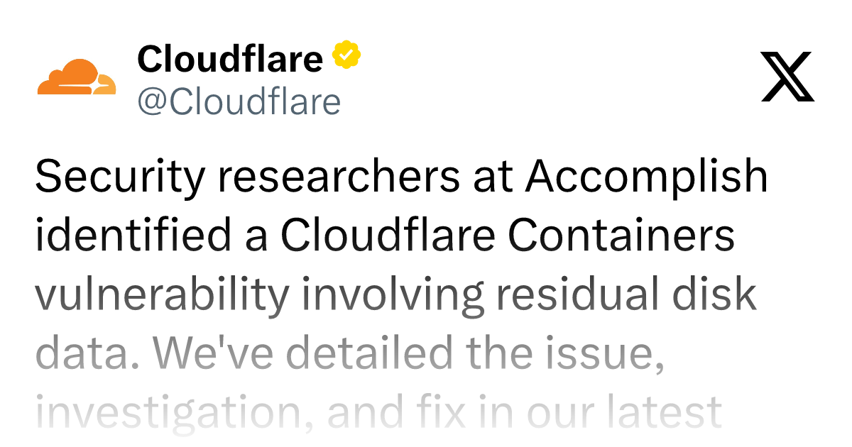 Cloudflare says it fixed residual-data flaw in Containers